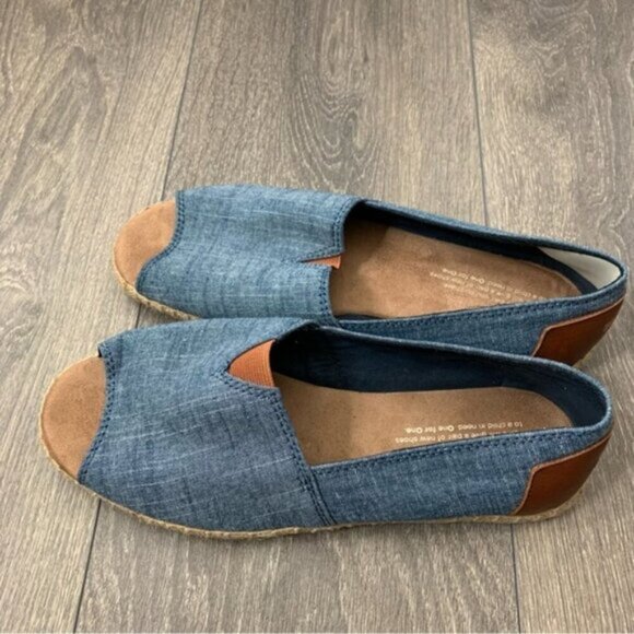 Tom’s Alpargata Women’s Espadrilles Shoes Platform Canvas Open toe Chambray Blue - Picture 4 of 13